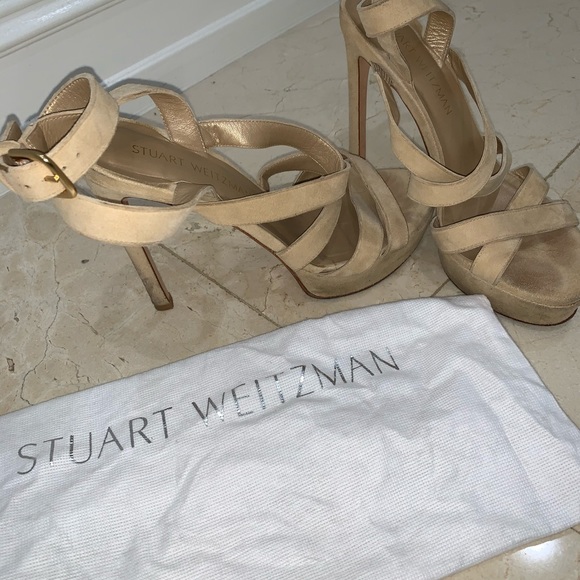 Suade beige strap heels - Picture 3 of 4